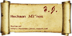 Heckman János névjegykártya